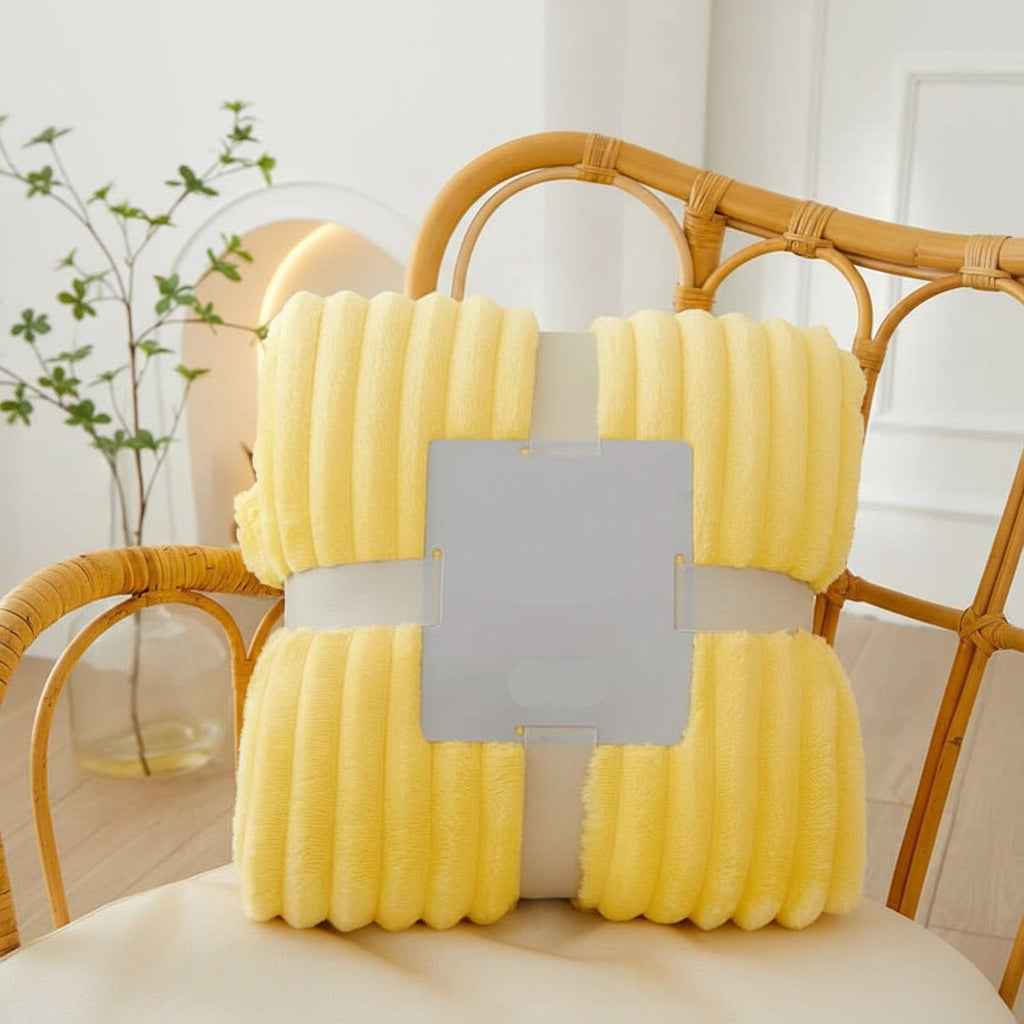 STRIPEWARM – Manta de franela de felpa ancha con diseño de rayas