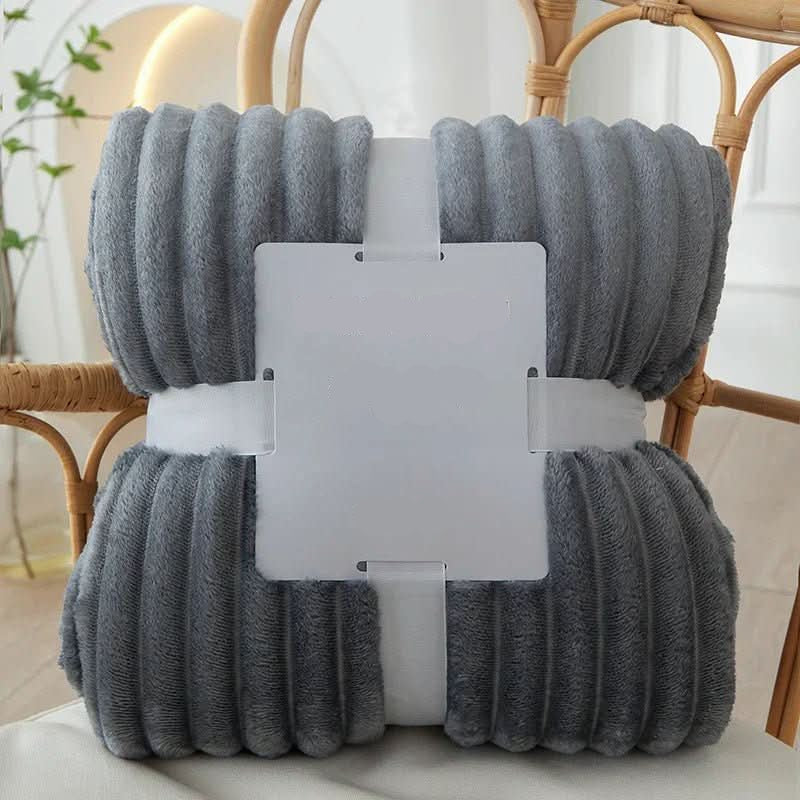 STRIPEWARM – Manta de franela de felpa ancha con diseño de rayas