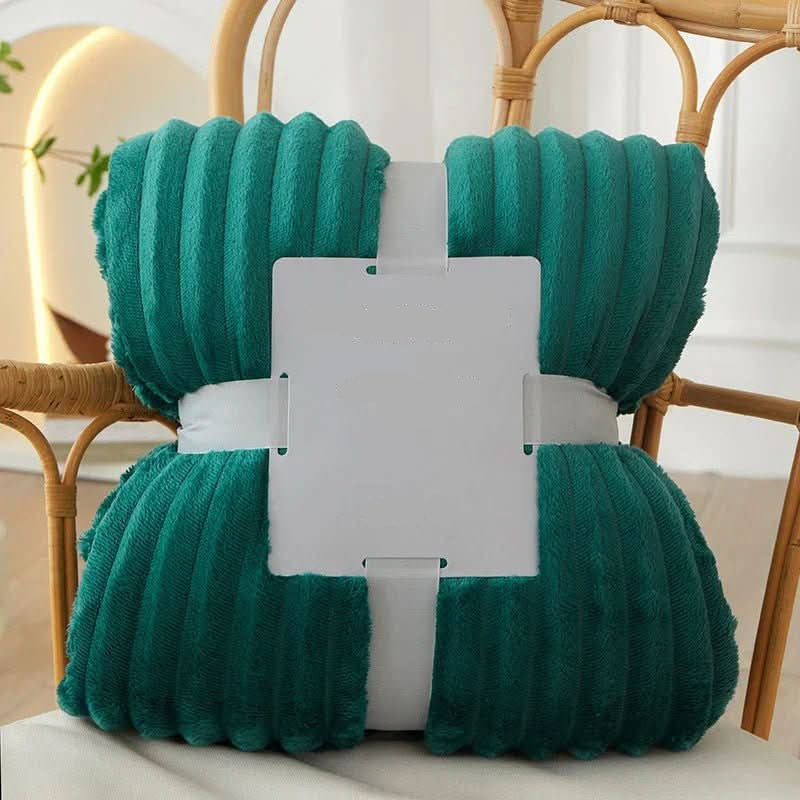 STRIPEWARM – Manta de franela de felpa ancha con diseño de rayas