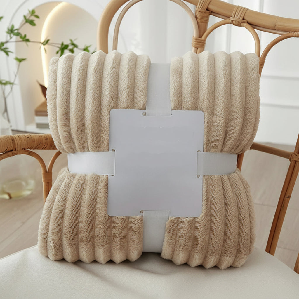 STRIPEWARM – Manta de franela de felpa ancha con diseño de rayas