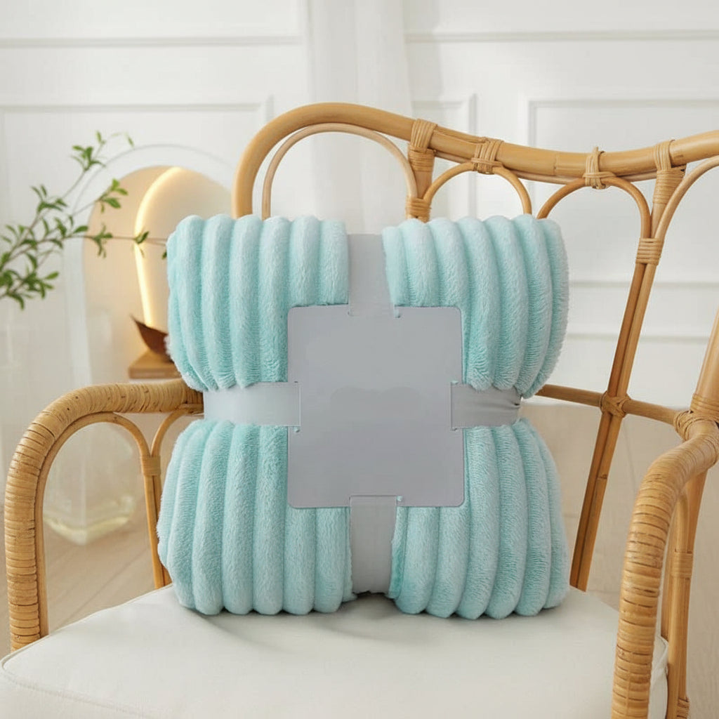 STRIPEWARM – Manta de franela de felpa ancha con diseño de rayas