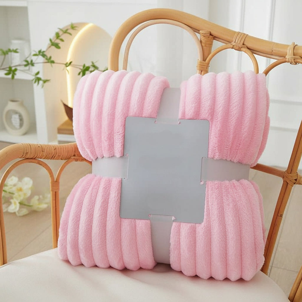 STRIPEWARM – Manta de franela de felpa ancha con diseño de rayas