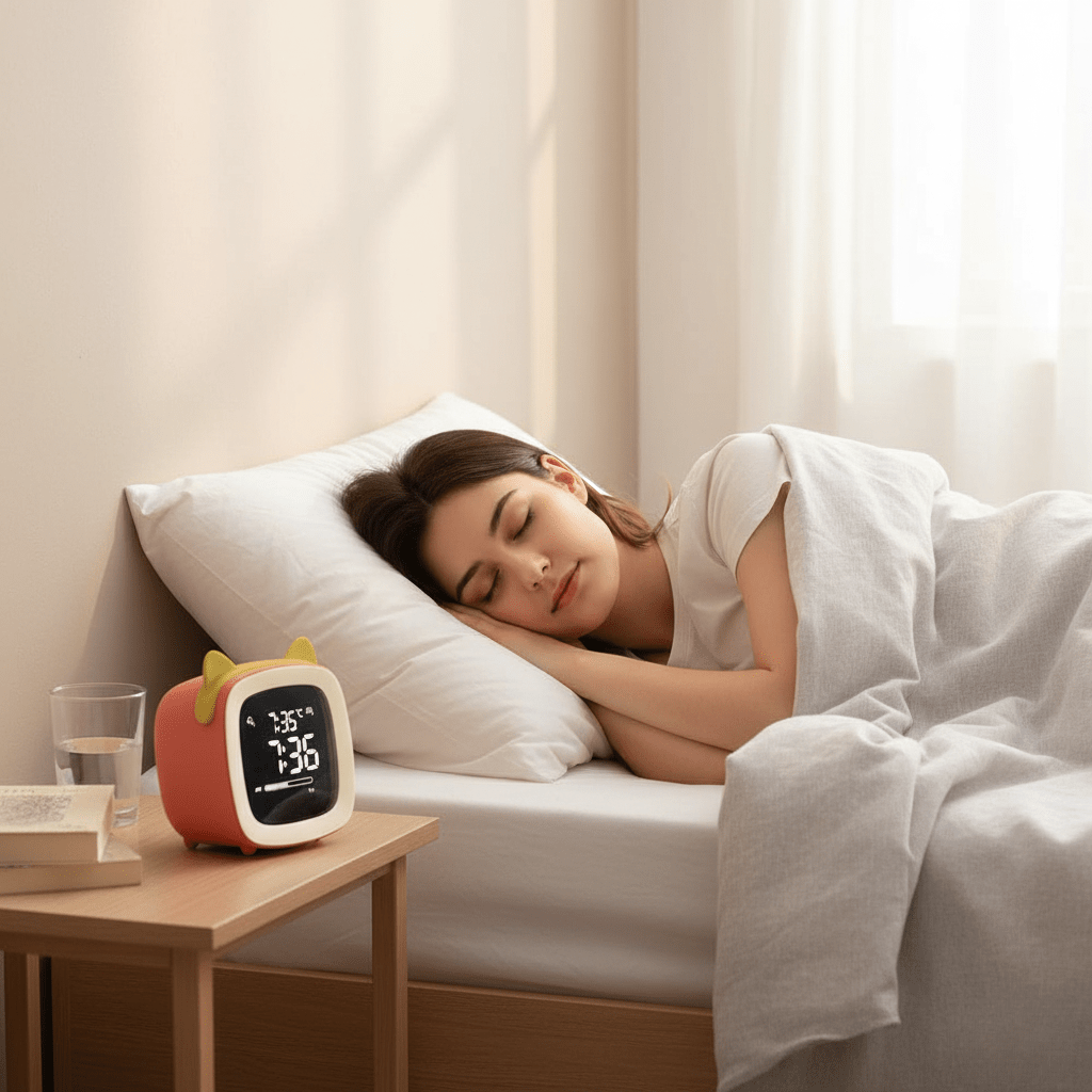 LÁMPARA DE CONEJO LED – Reloj despertador infantil y suave luz nocturna