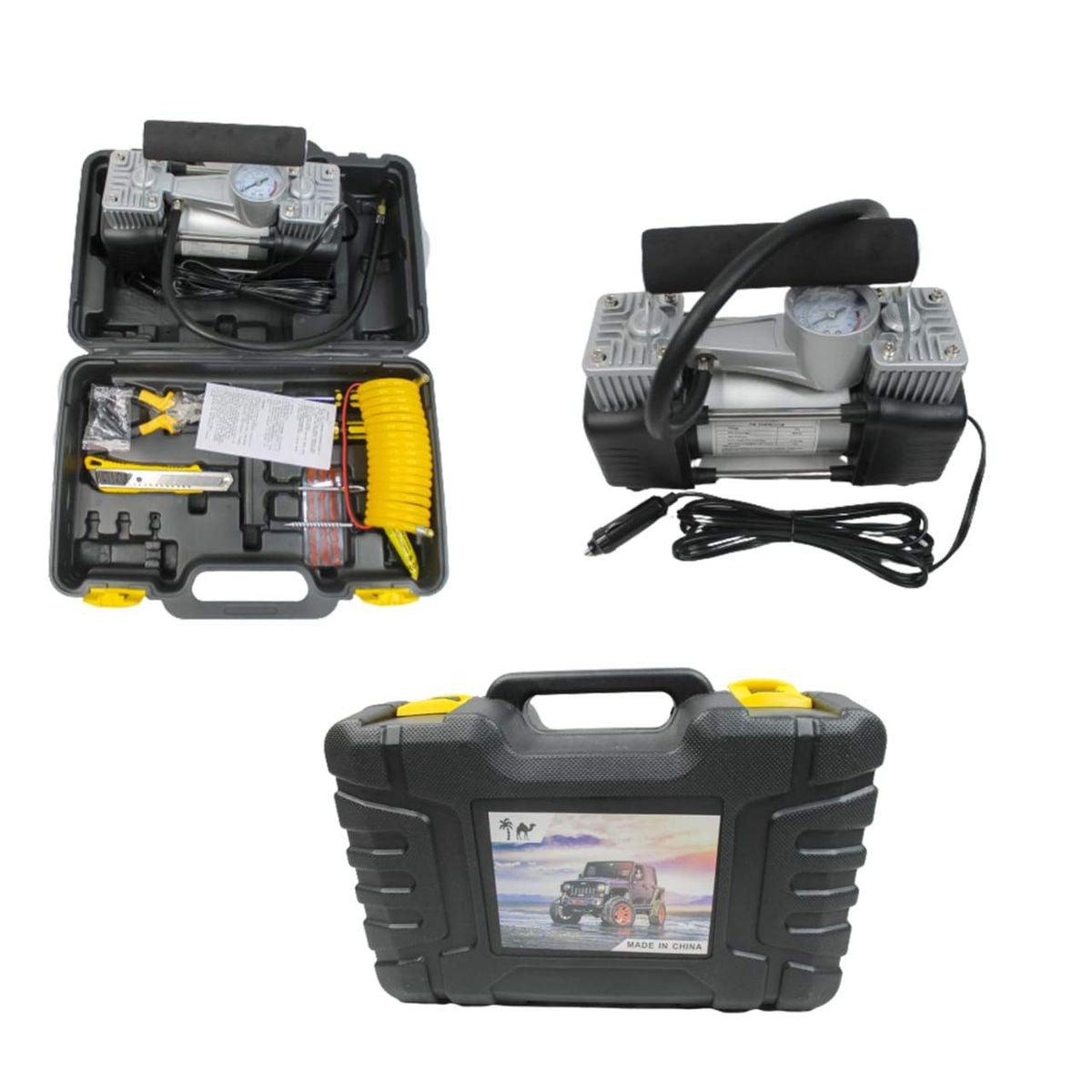 Lisslune | Compresor de Aire Portátil de Doble Cilindro para Automóviles con Herramientas
