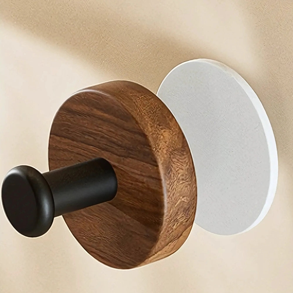 Gancho de Pared de Madera Autoadhesivo Redondo Chic