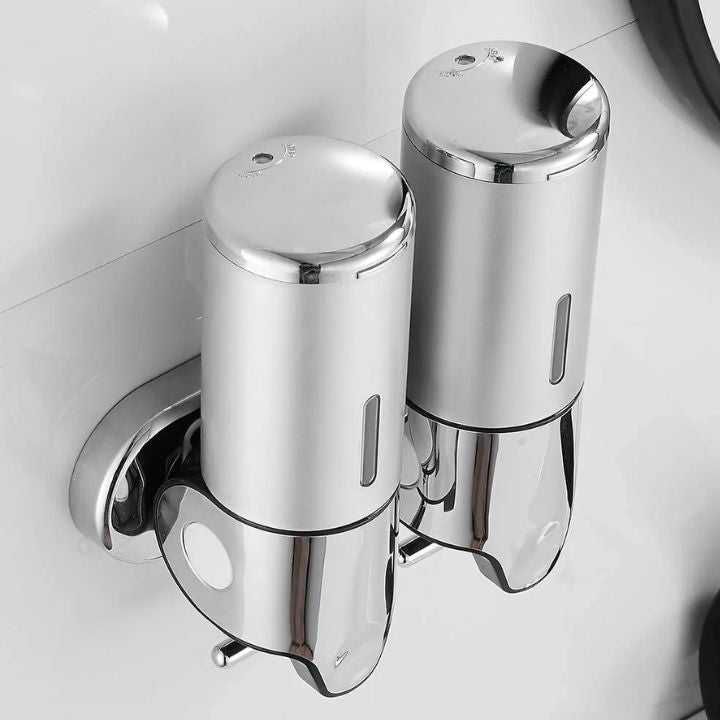 SOAPFORT – Dispensador de jabón de alta calidad montado en la pared con un elegante diseño de acero inoxidable