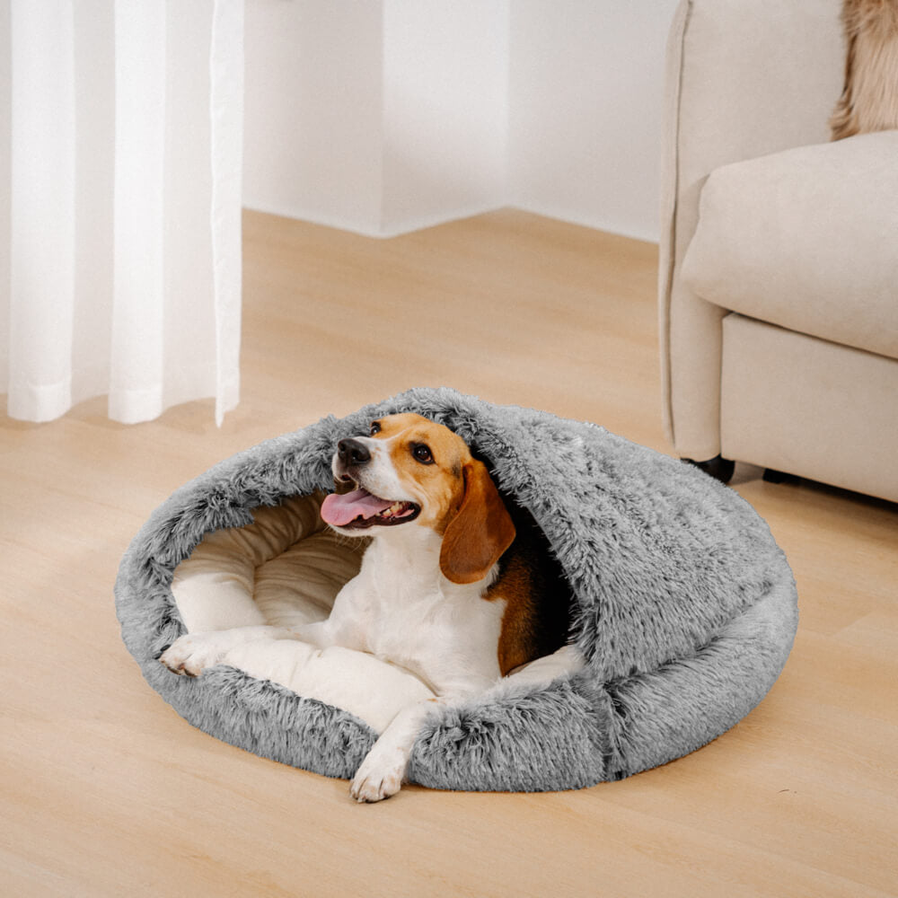 Cama para Mascotas Semi-Cerrada Mysig & Segura de Tela de Algodón Suave