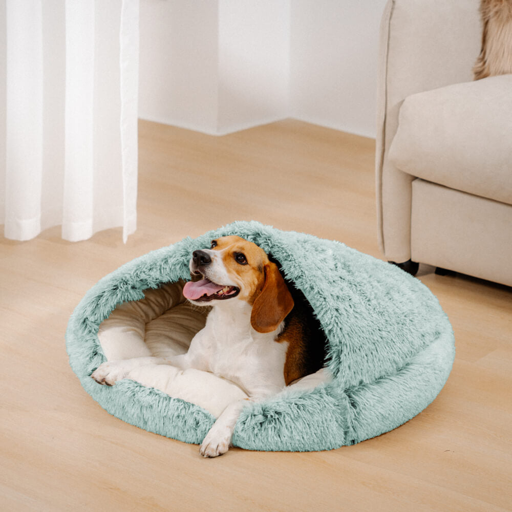 Cama para Mascotas Semi-Cerrada Mysig & Segura de Tela de Algodón Suave