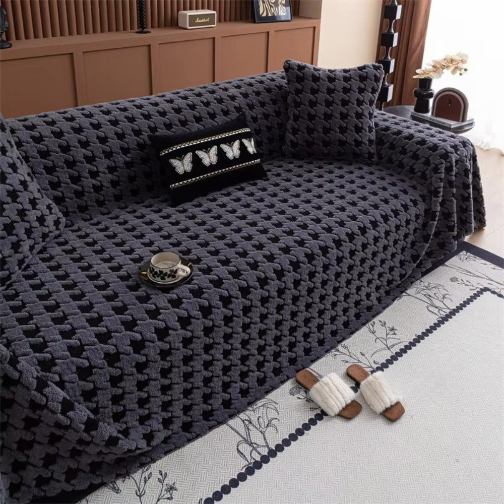Funda de Sofá de Terciopelo Houndstooth Cavalli
