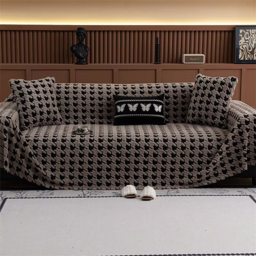 Funda de Sofá de Terciopelo Houndstooth Cavalli