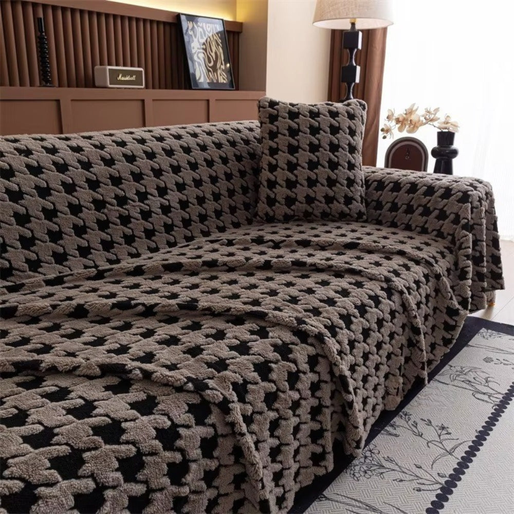 Funda de Sofá de Terciopelo Houndstooth Cavalli