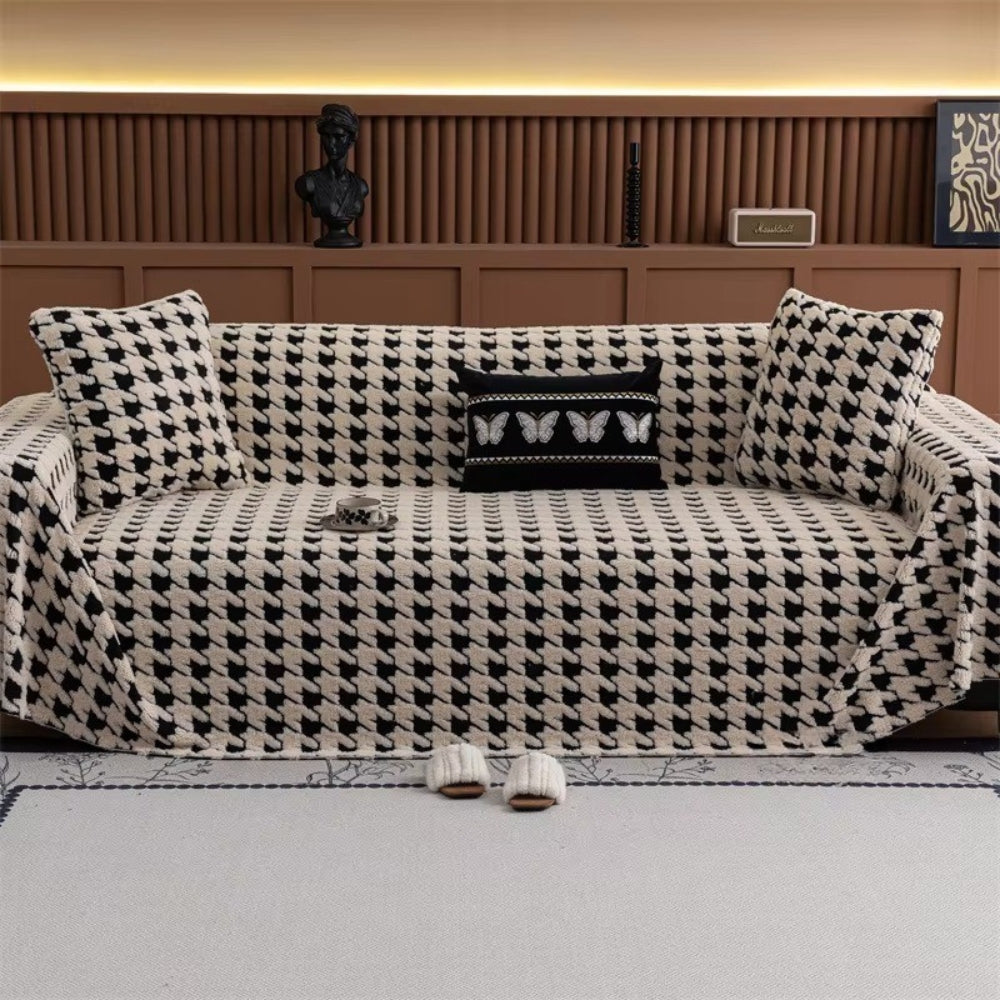 Funda de Sofá de Terciopelo Houndstooth Cavalli