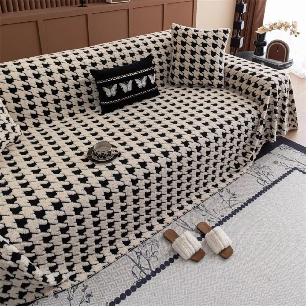 Funda de Sofá de Terciopelo Houndstooth Cavalli