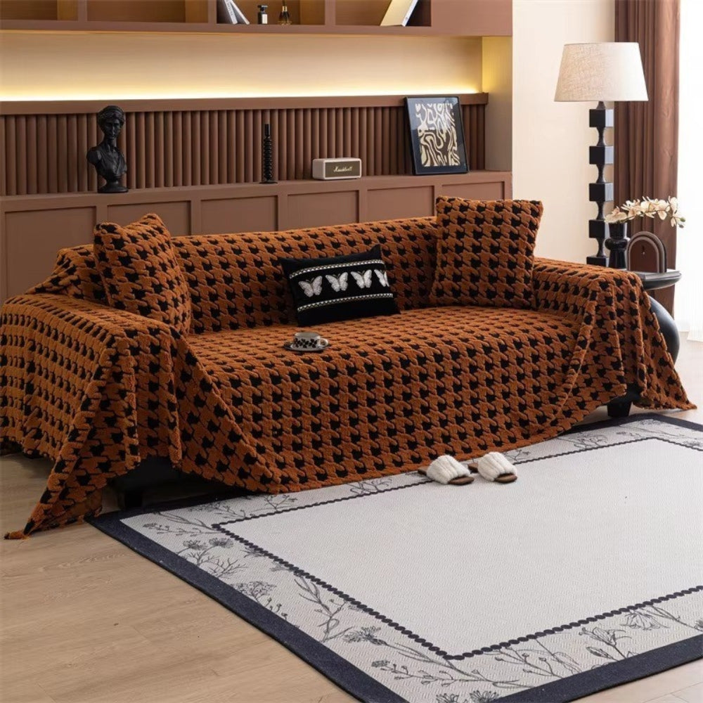 Funda de Sofá de Terciopelo Houndstooth Cavalli