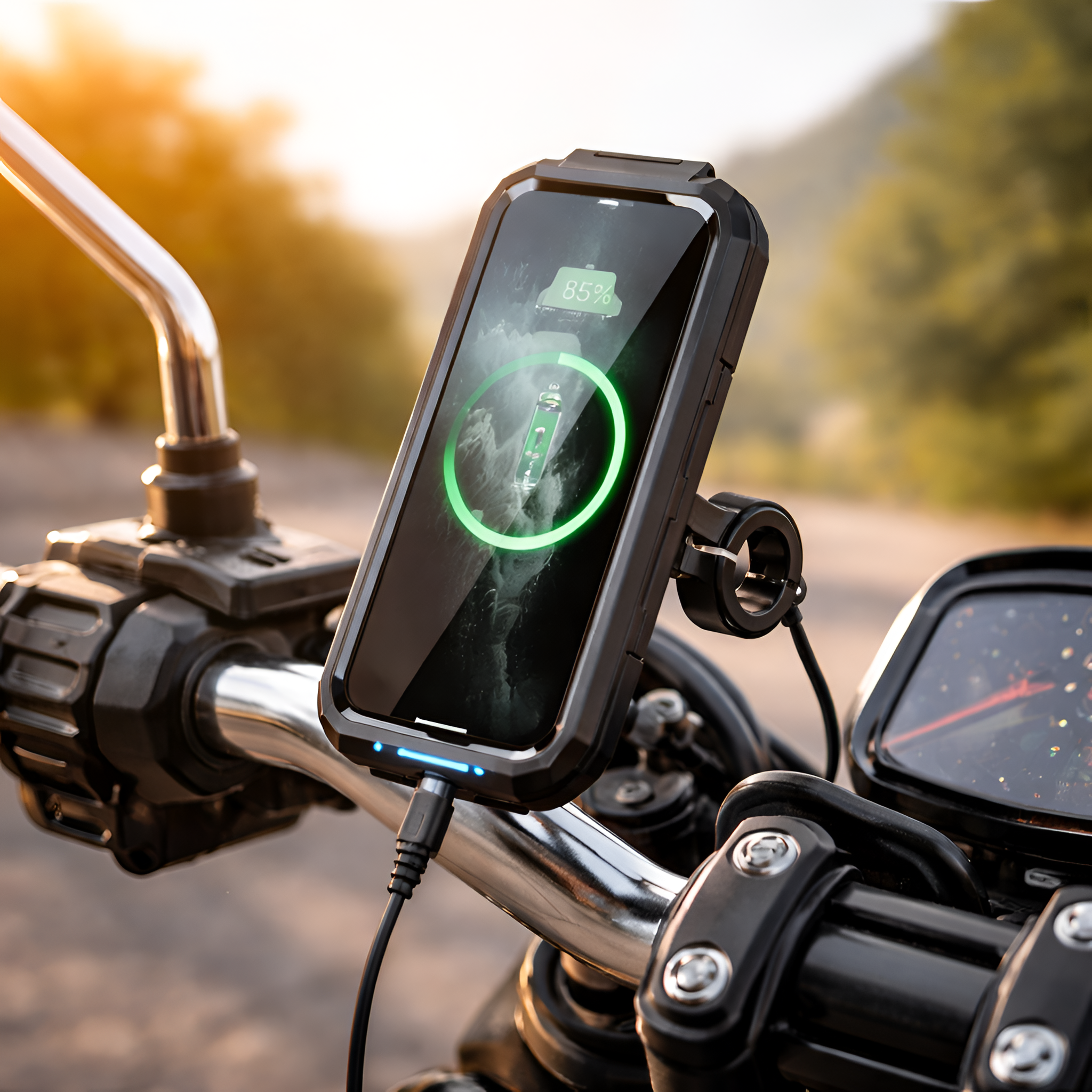 Gaspard - Soporte de Moto con Cargador Inalámbrico QC3.0 Tipo C