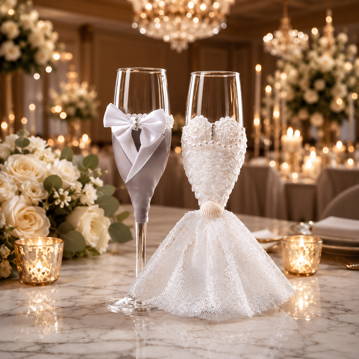 Juego de Copas de Champán para Boda de Cristal 2 piezas