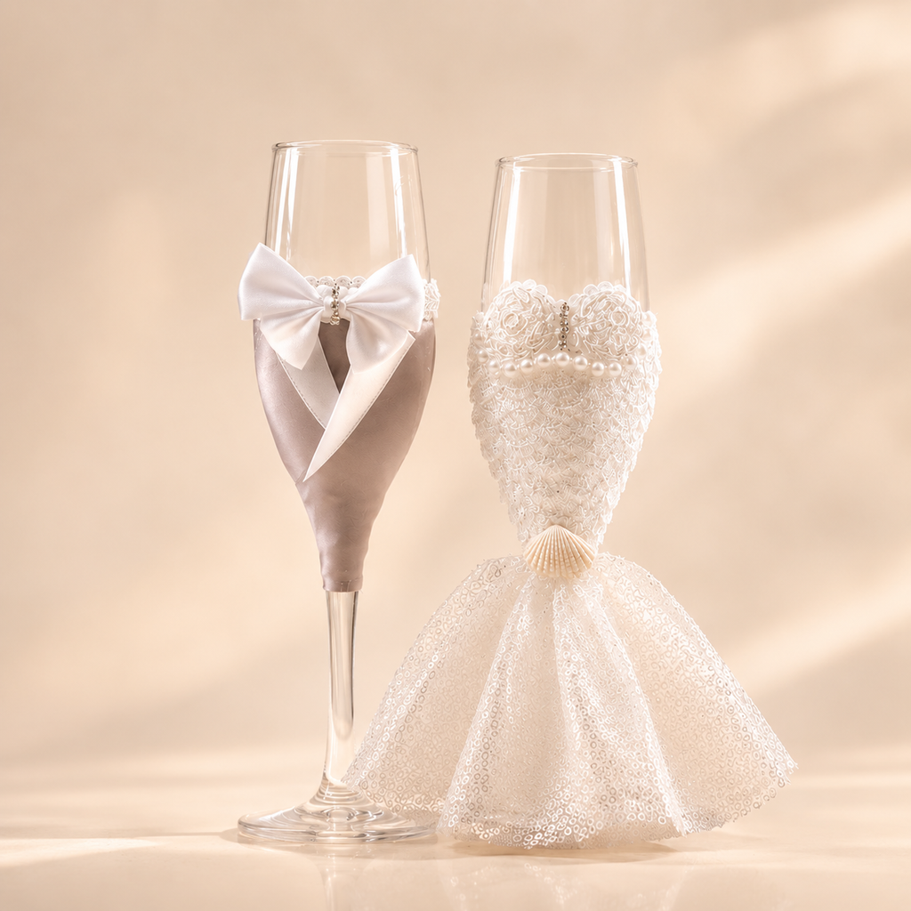 Juego de Copas de Champán para Boda de Cristal 2 piezas