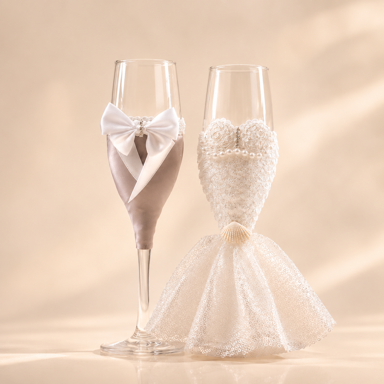 Juego de Copas de Champán para Boda de Cristal 2 piezas
