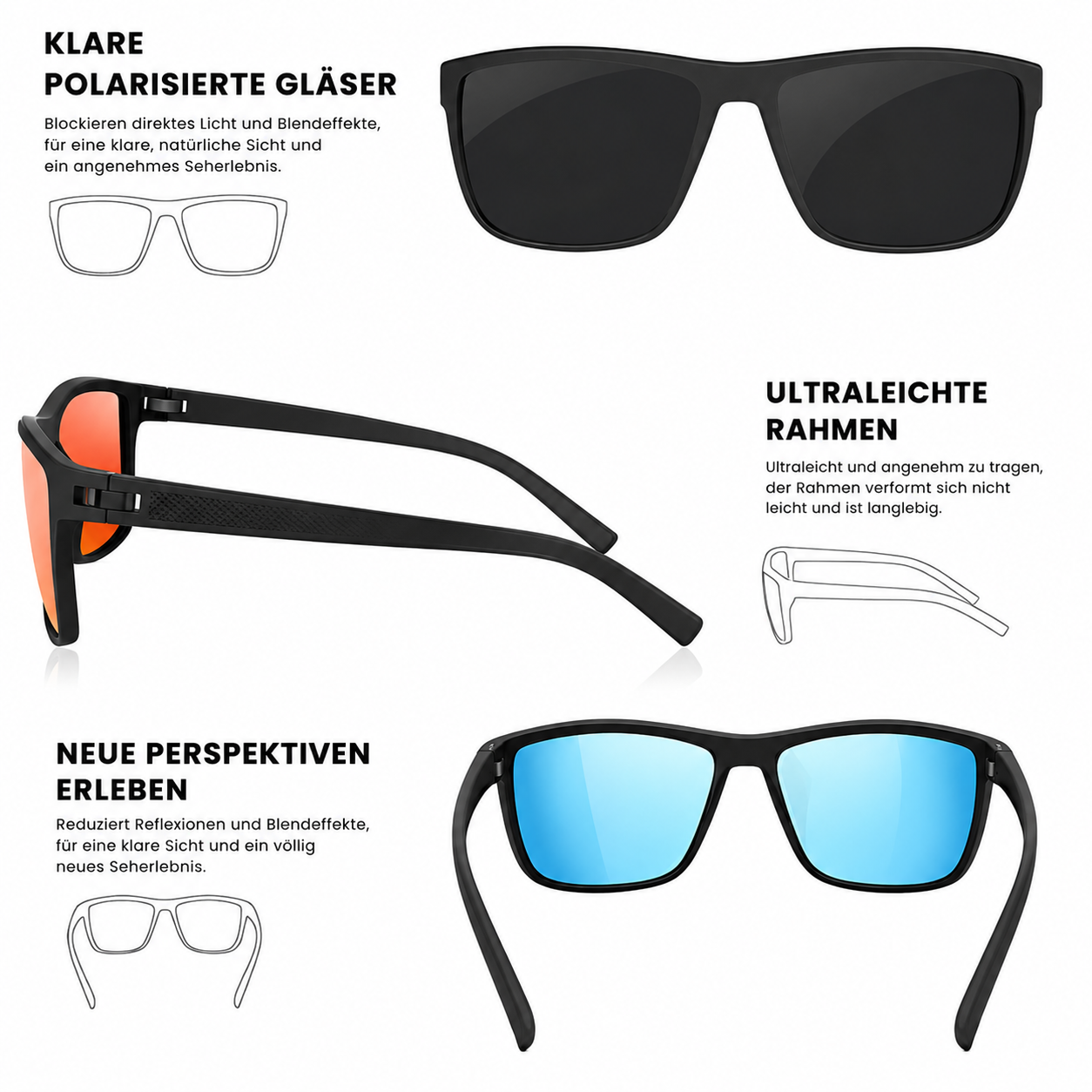 Gafas de sol polarizadas set de 3 UV400 | Brehn