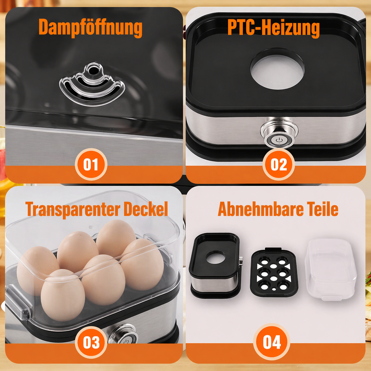 Cocinero de huevos multifuncional con tapa transparente | Kalsten