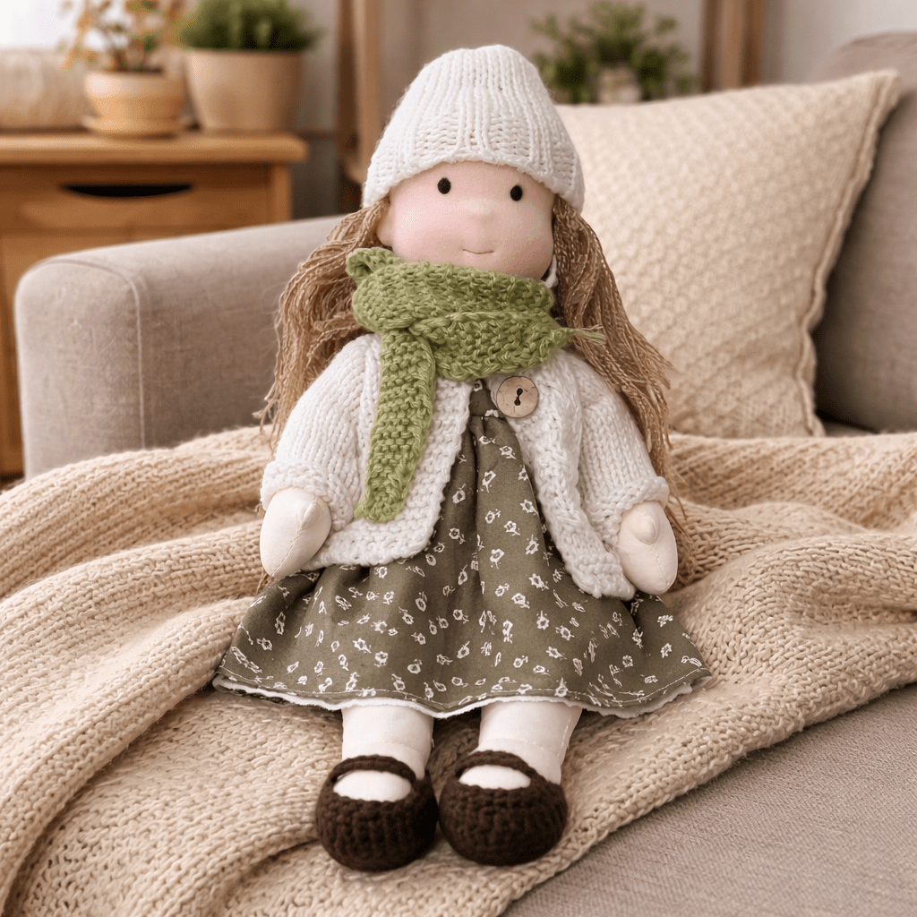 ELORA – Muñeca Waldorf hecha a mano de algodón para jugar creativamente