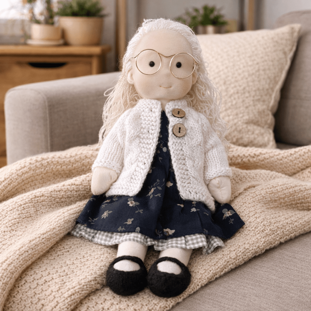 ELORA – Muñeca Waldorf hecha a mano de algodón para jugar creativamente