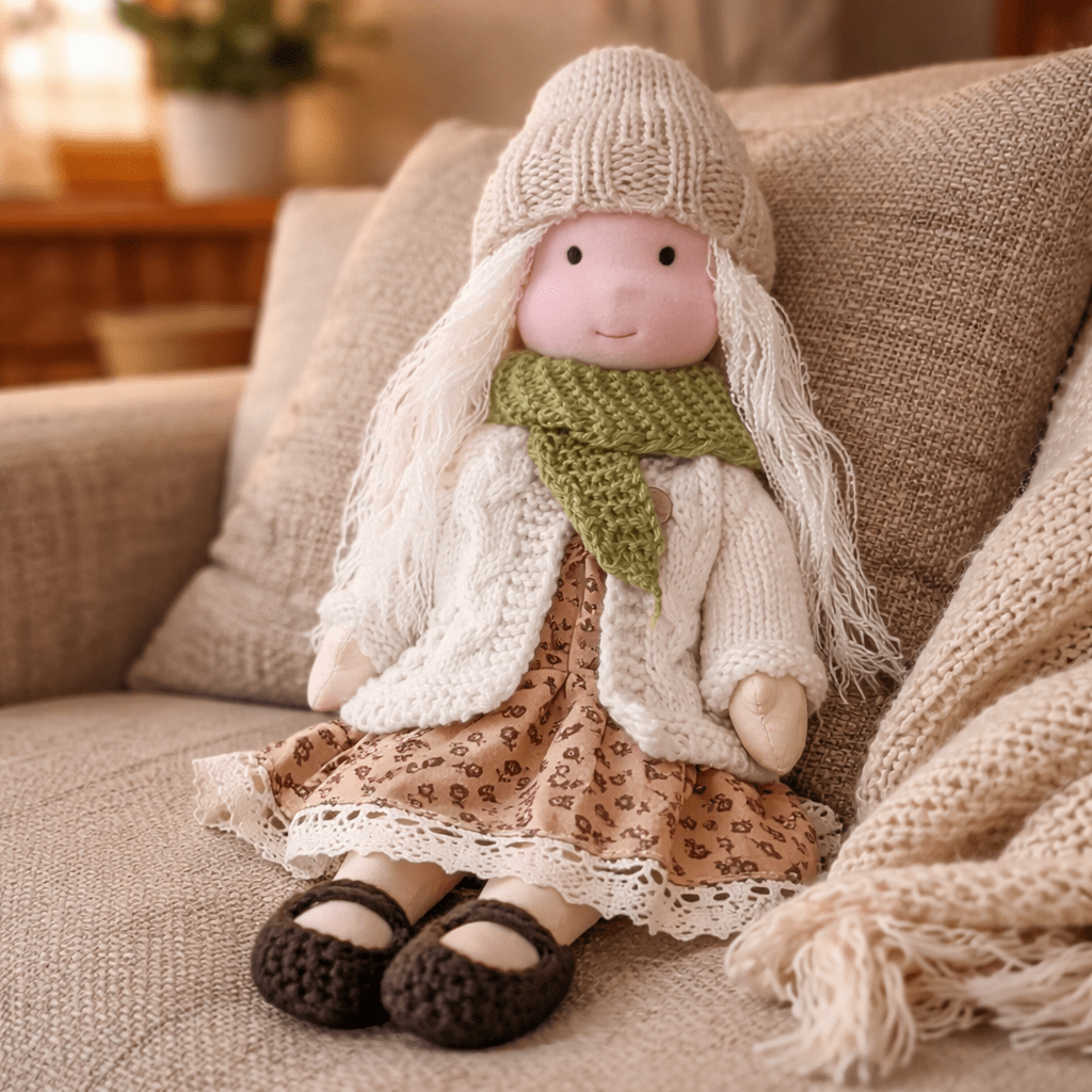 ELORA – Muñeca Waldorf hecha a mano de algodón para jugar creativamente