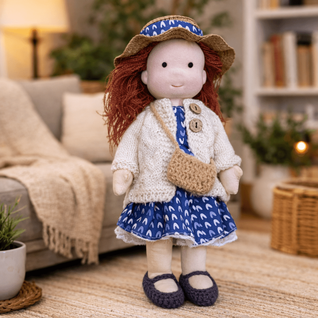 ELORA – Muñeca Waldorf hecha a mano de algodón para jugar creativamente