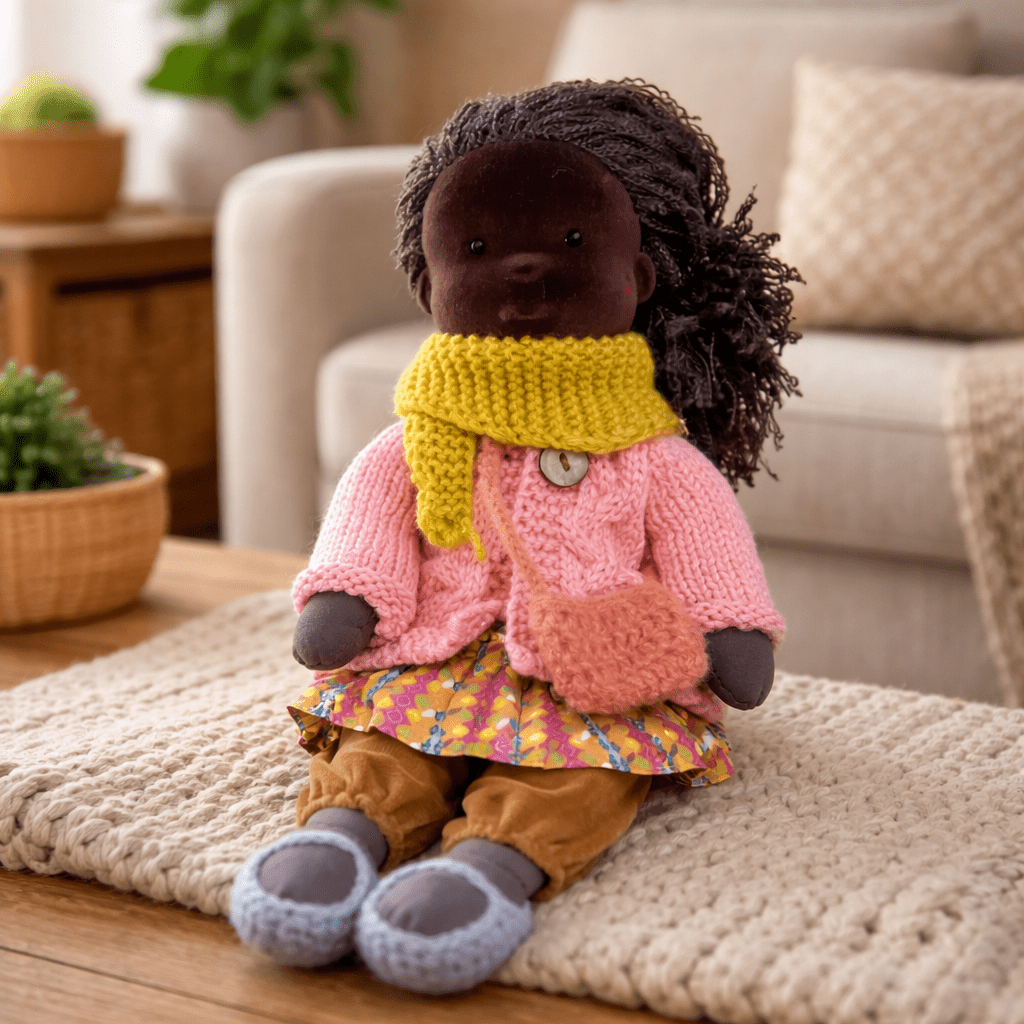 ELORA – Muñeca Waldorf hecha a mano de algodón para jugar creativamente