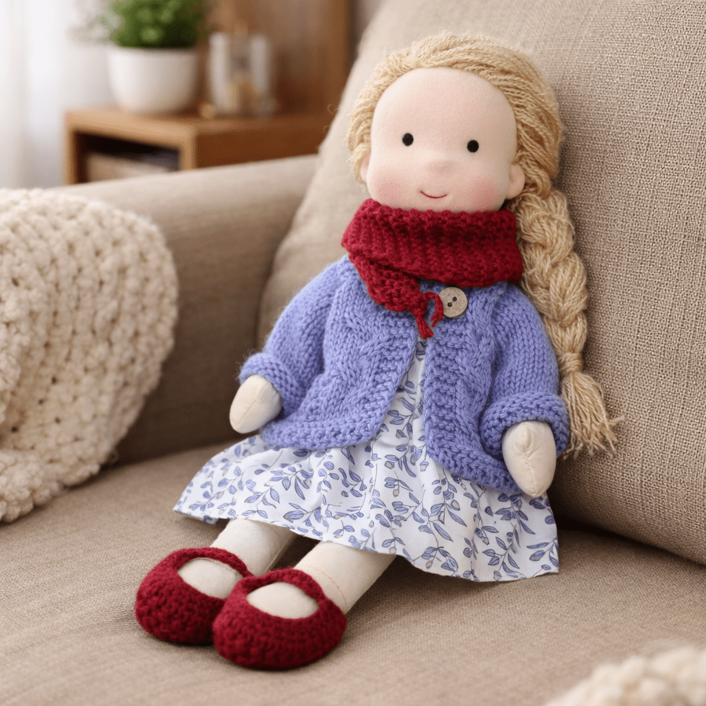 ELORA – Muñeca Waldorf hecha a mano de algodón para jugar creativamente