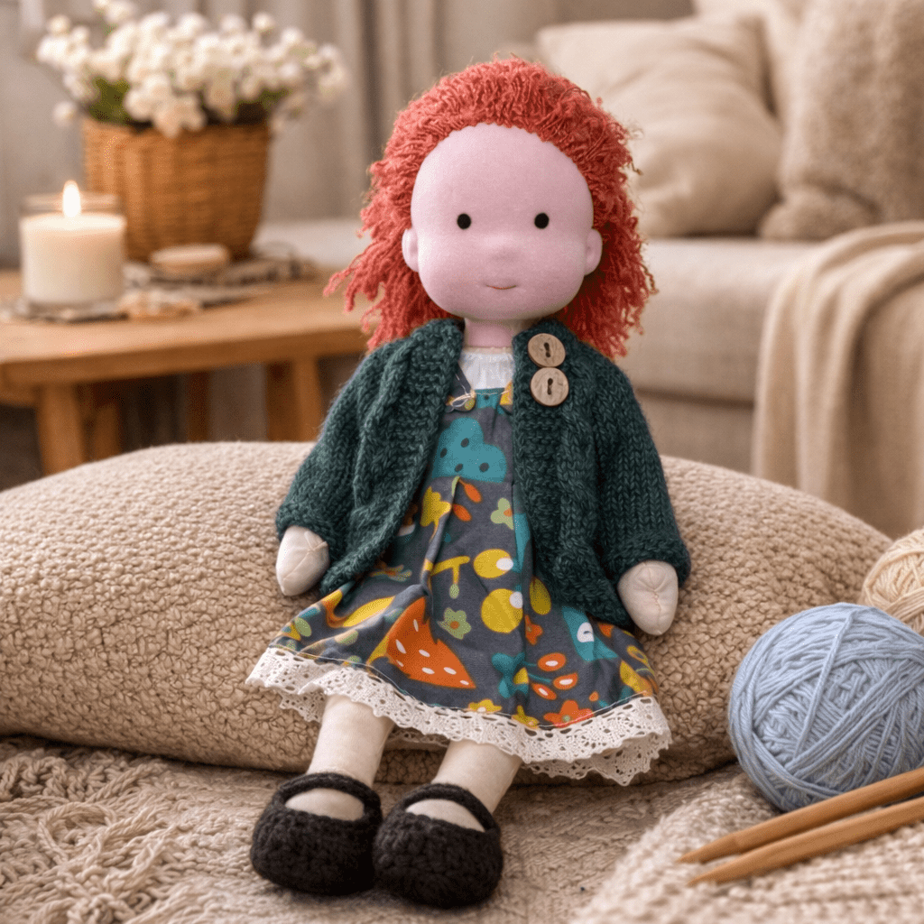 ELORA – Muñeca Waldorf hecha a mano de algodón para jugar creativamente