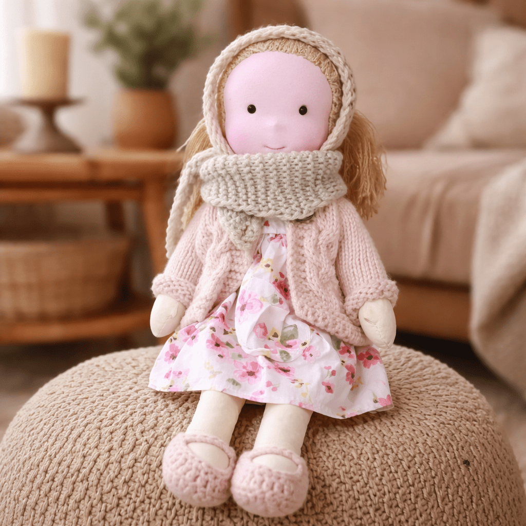 ELORA – Muñeca Waldorf hecha a mano de algodón para jugar creativamente