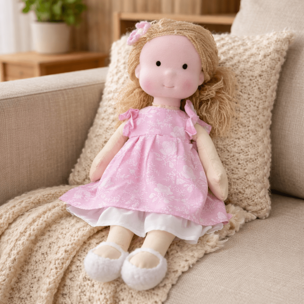 ELORA – Muñeca Waldorf hecha a mano de algodón para jugar creativamente