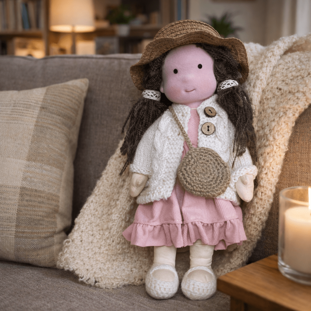 ELORA – Muñeca Waldorf hecha a mano de algodón para jugar creativamente