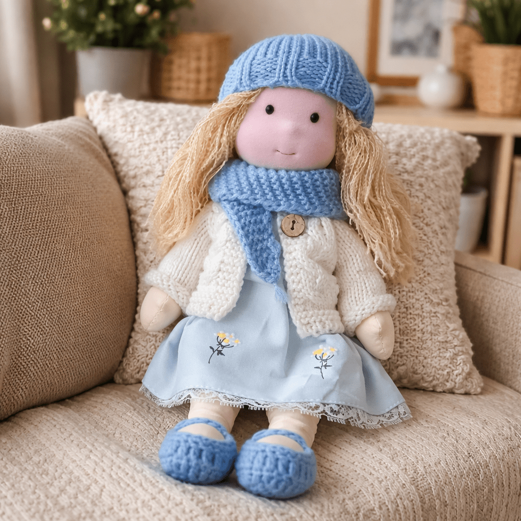 ELORA – Muñeca Waldorf hecha a mano de algodón para jugar creativamente