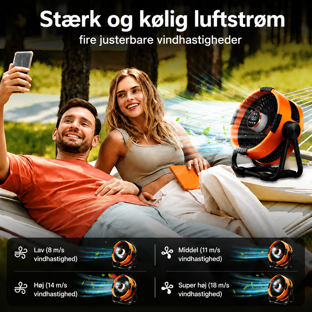Ventilador de camping con powerbank de 20.000 mAh