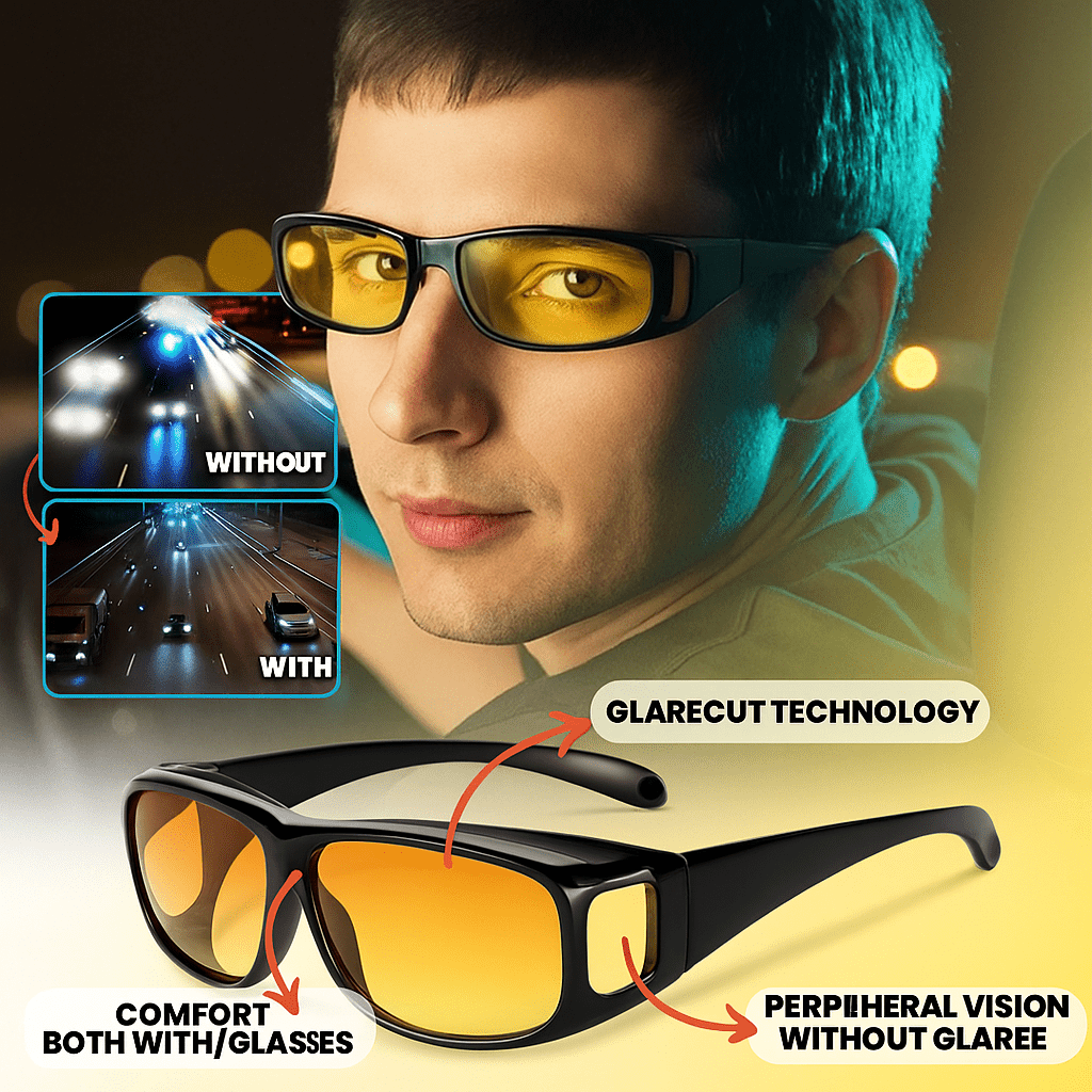 CLARIVUE – Gafas nocturnas con lentes HD y protección contra deslumbramiento para una conducción segura de noche