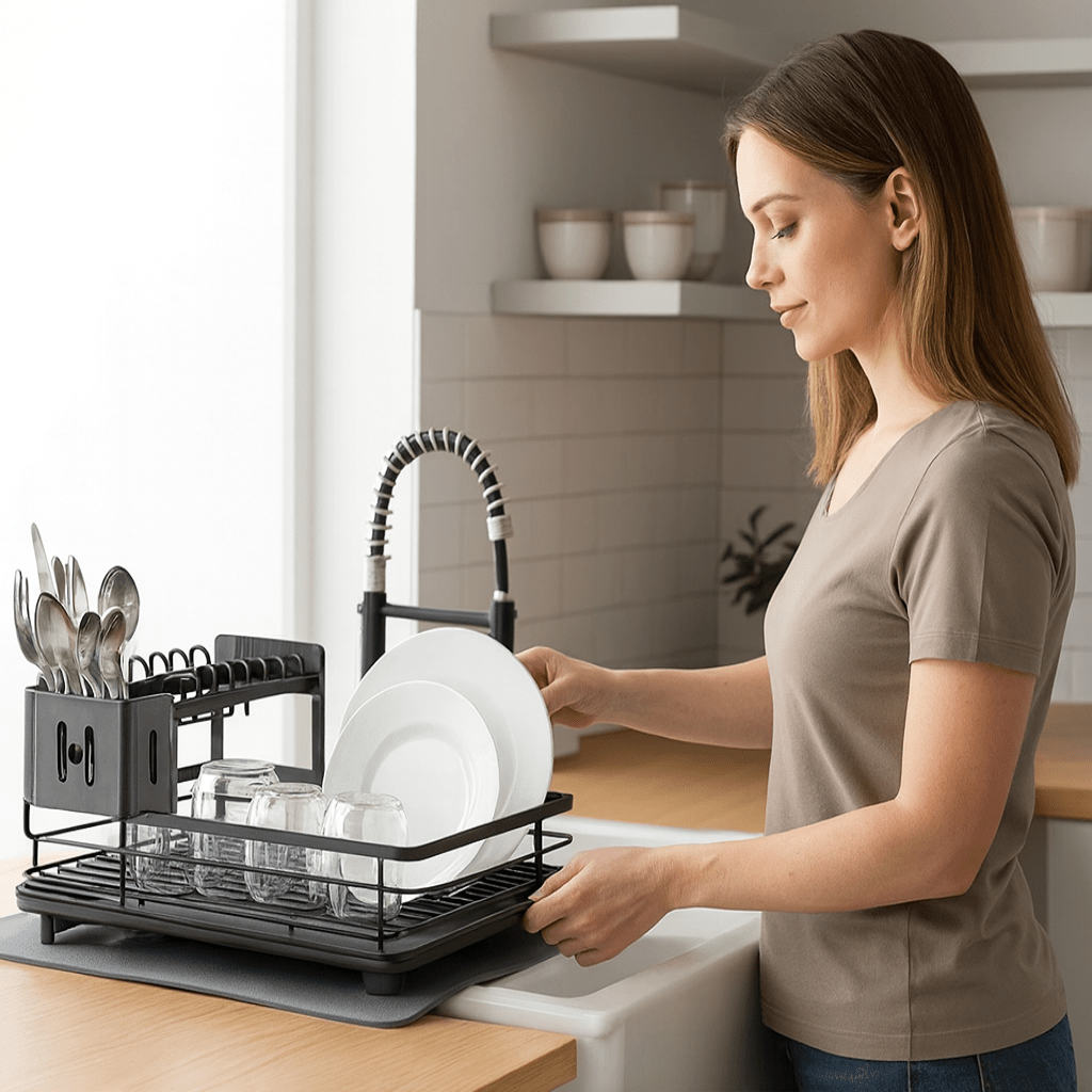 KITCHENFORM – Escurridor plegable de acero inoxidable, diseño que ahorra espacio para cocinas modernas