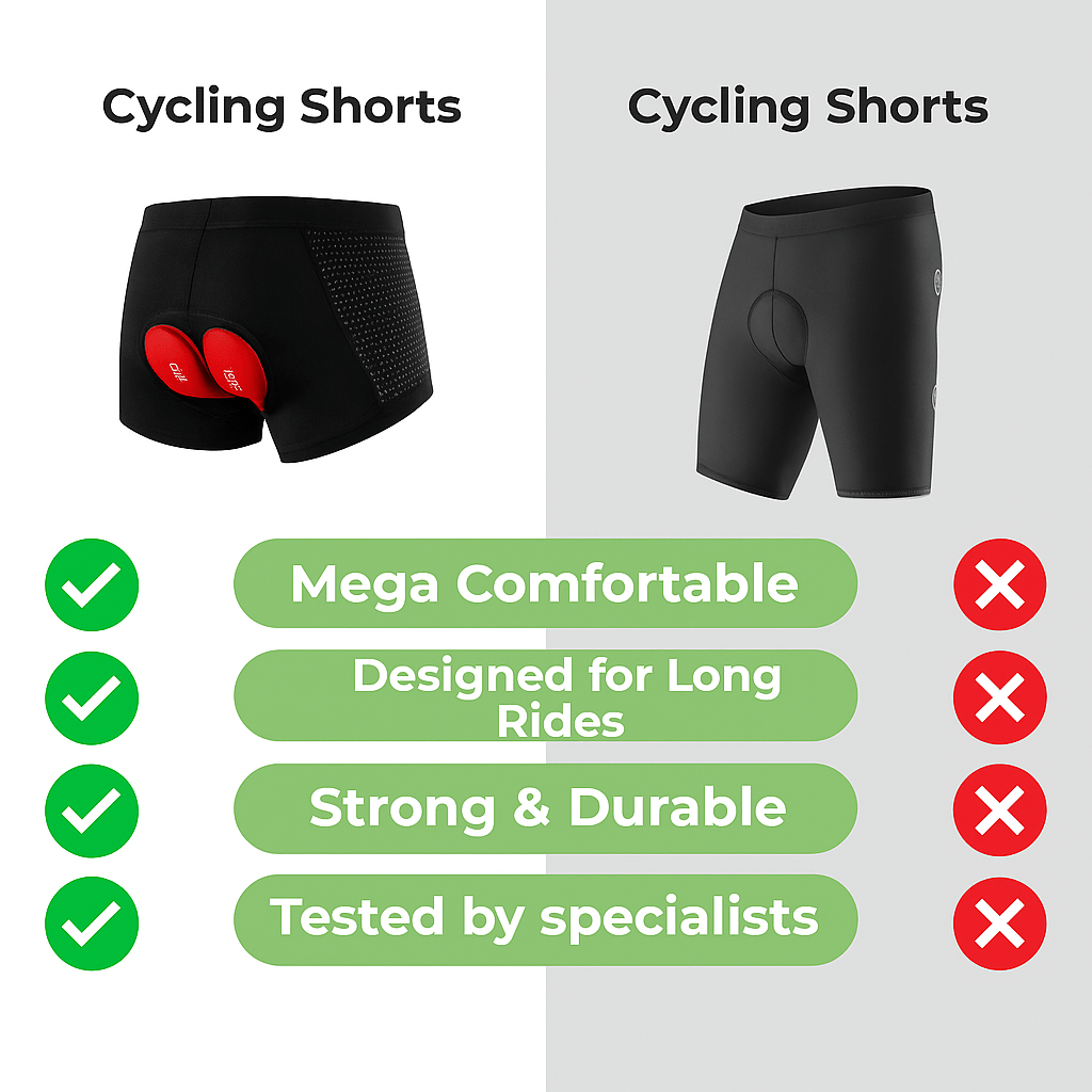 BIKERIDE Shorts – Pantalones cortos de ciclismo con acolchado de gel contra el dolor de sillín