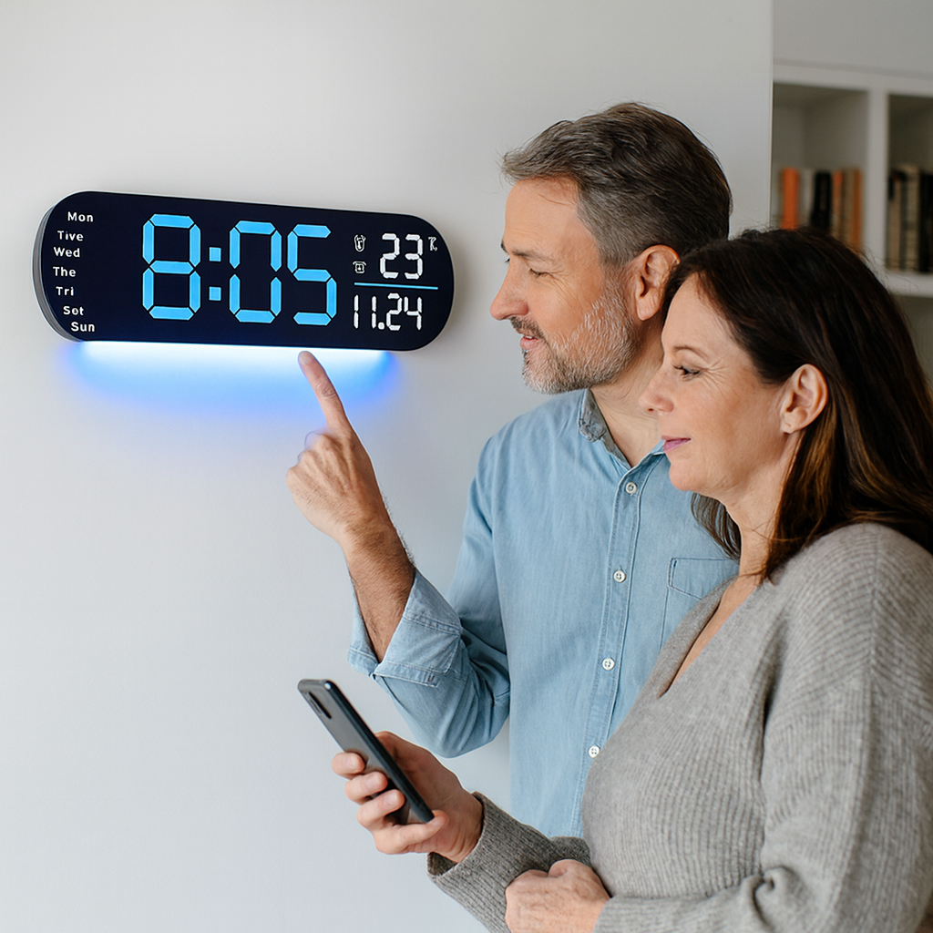 Reloj de pared LED SmartTime – Hora, fecha y temperatura de un vistazo | ¡50% de descuento!