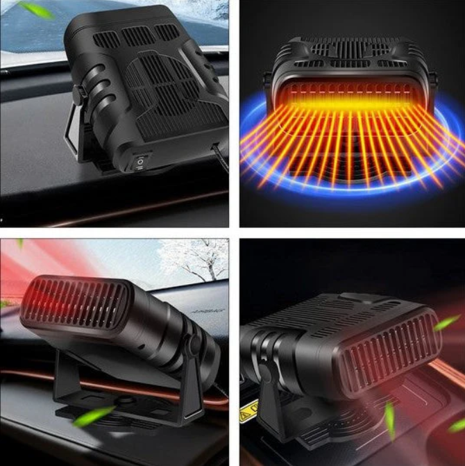 HeatRide – Calefactor compacto para automóviles con diseño de frente ventilado y cable de alimentación