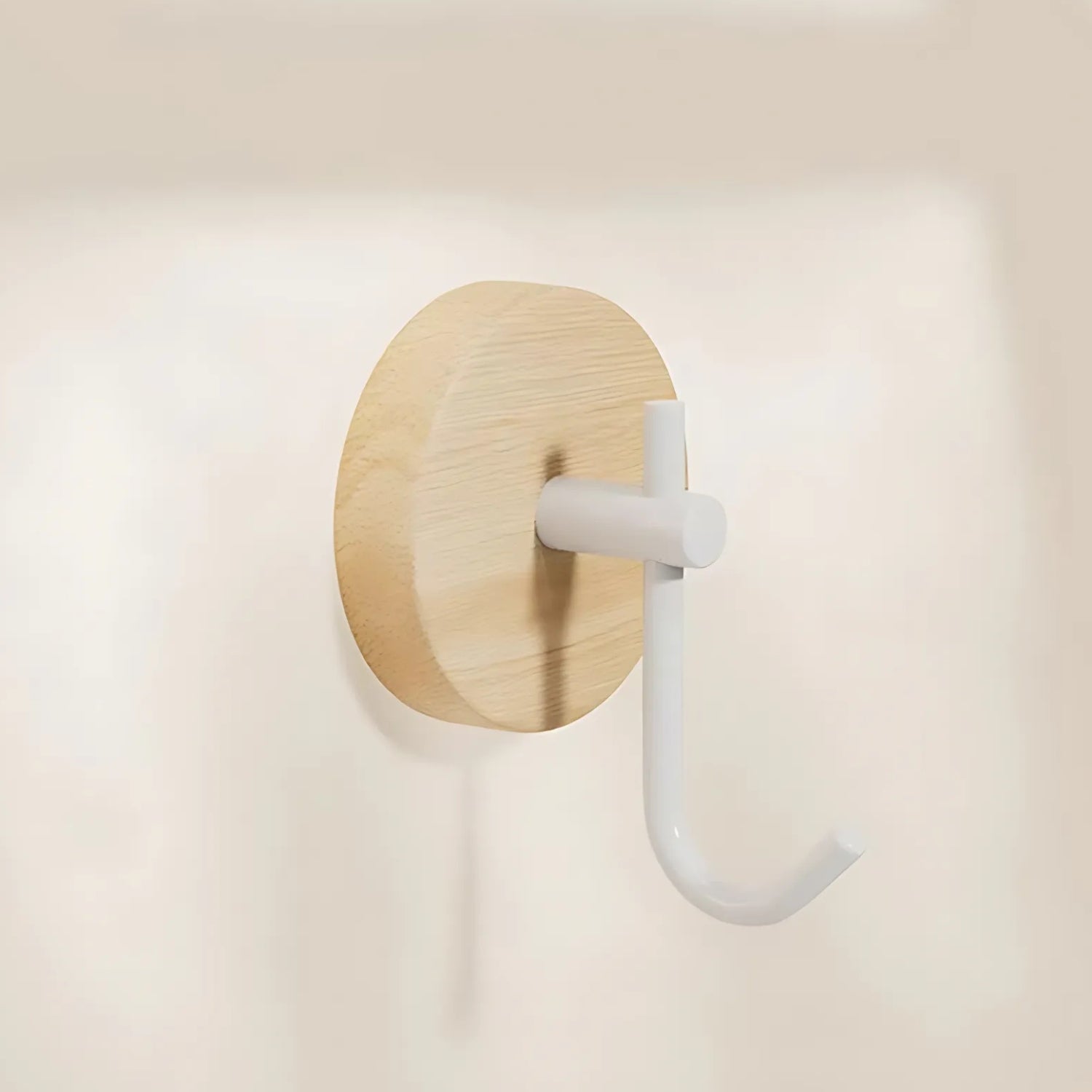 Gancho de Pared de Madera Autoadhesivo Redondo Chic