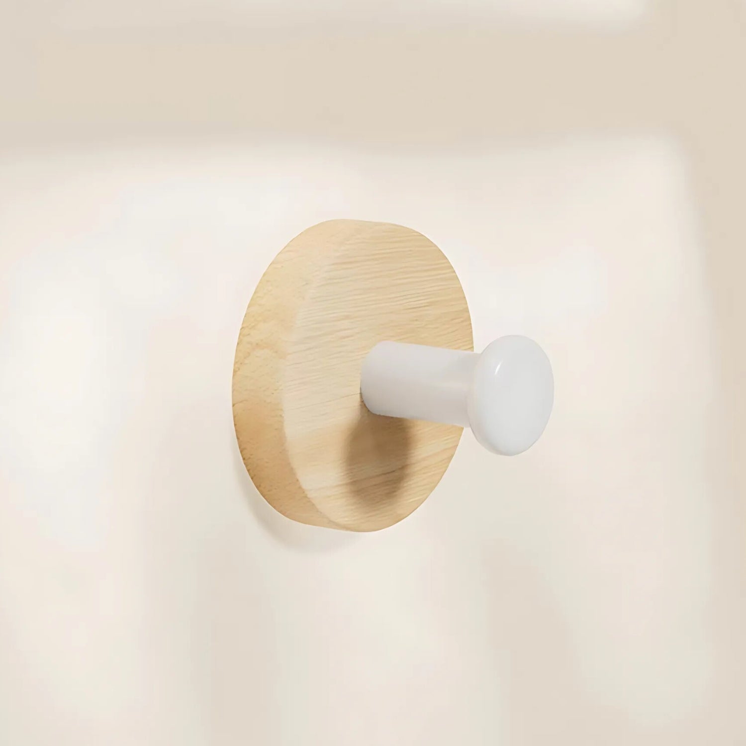 Gancho de Pared de Madera Autoadhesivo Redondo Chic