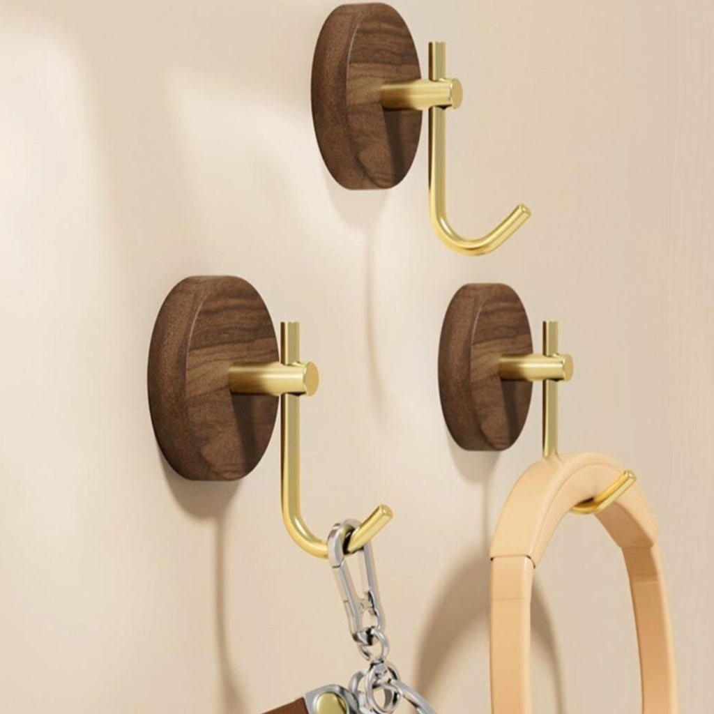 Gancho de Pared de Madera Autoadhesivo Redondo Chic