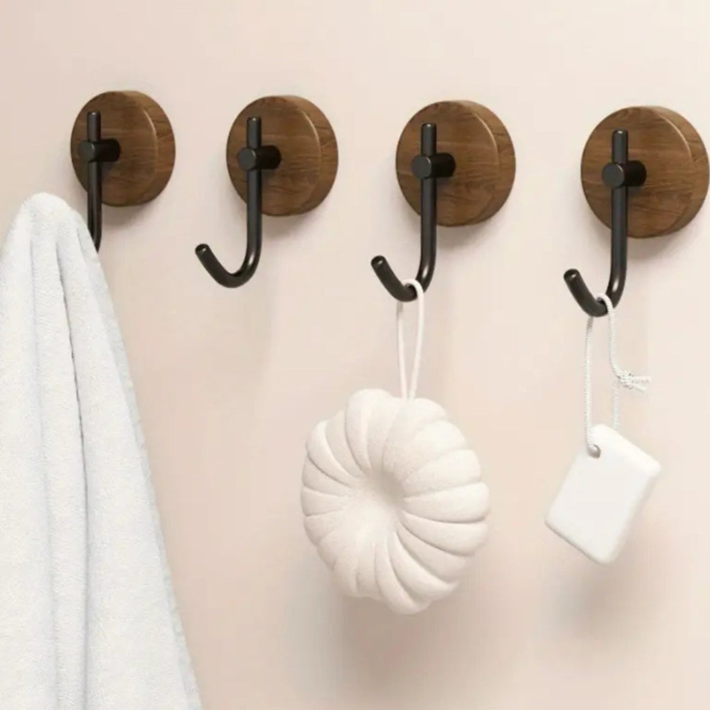 Gancho de Pared de Madera Autoadhesivo Redondo Chic