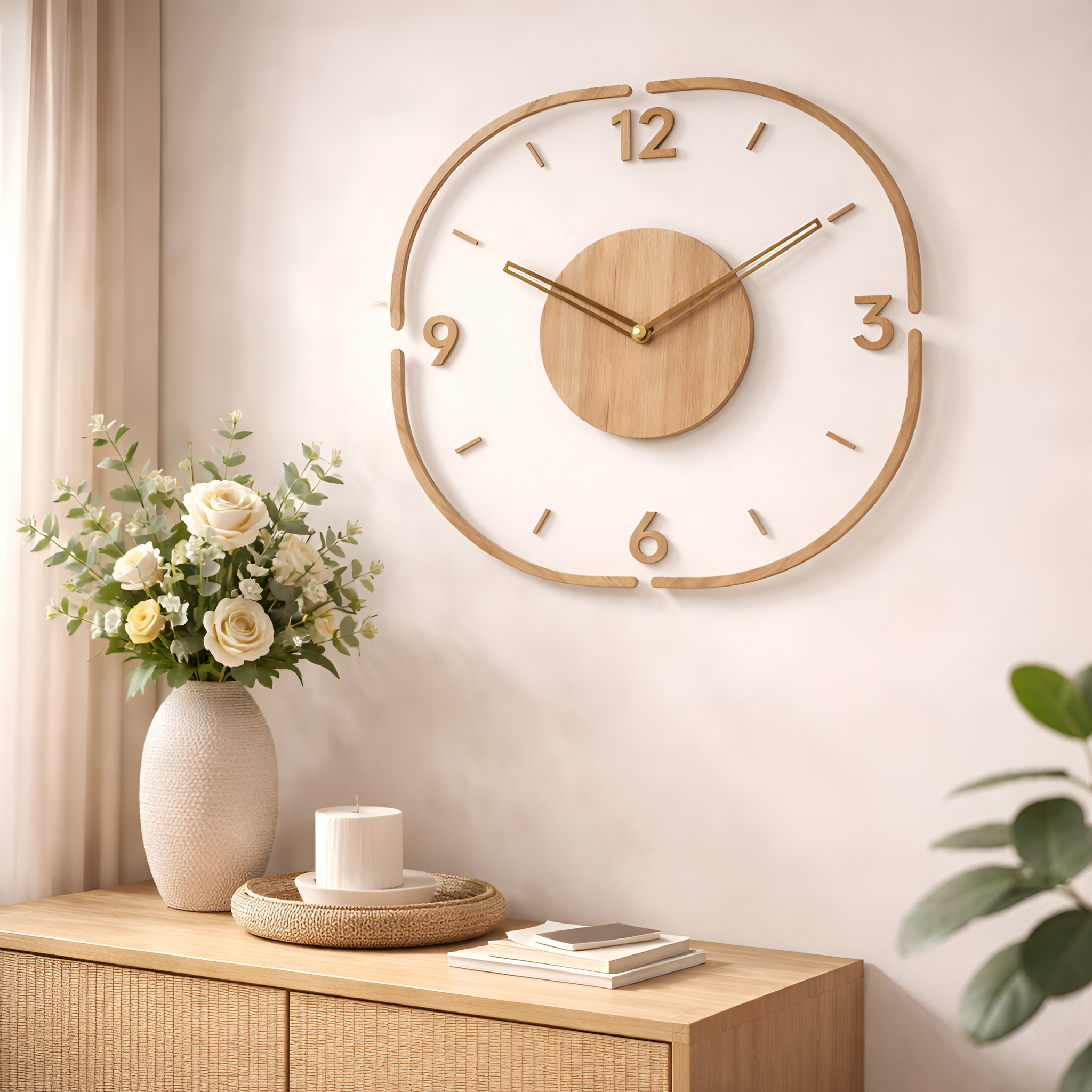 Calixto - Reloj de pared escandinavo de madera
