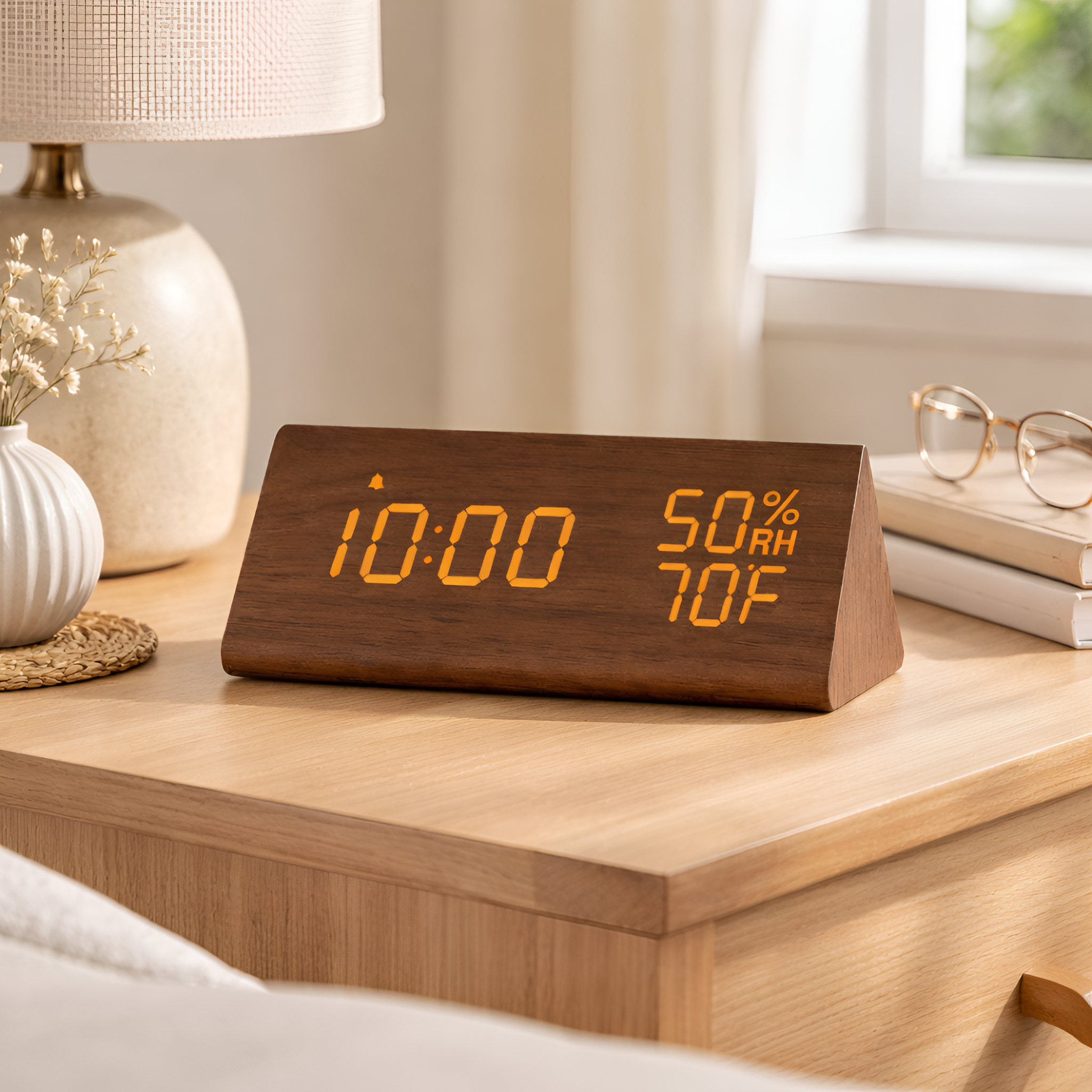 Carlos - Despertador de madera con pantalla LED