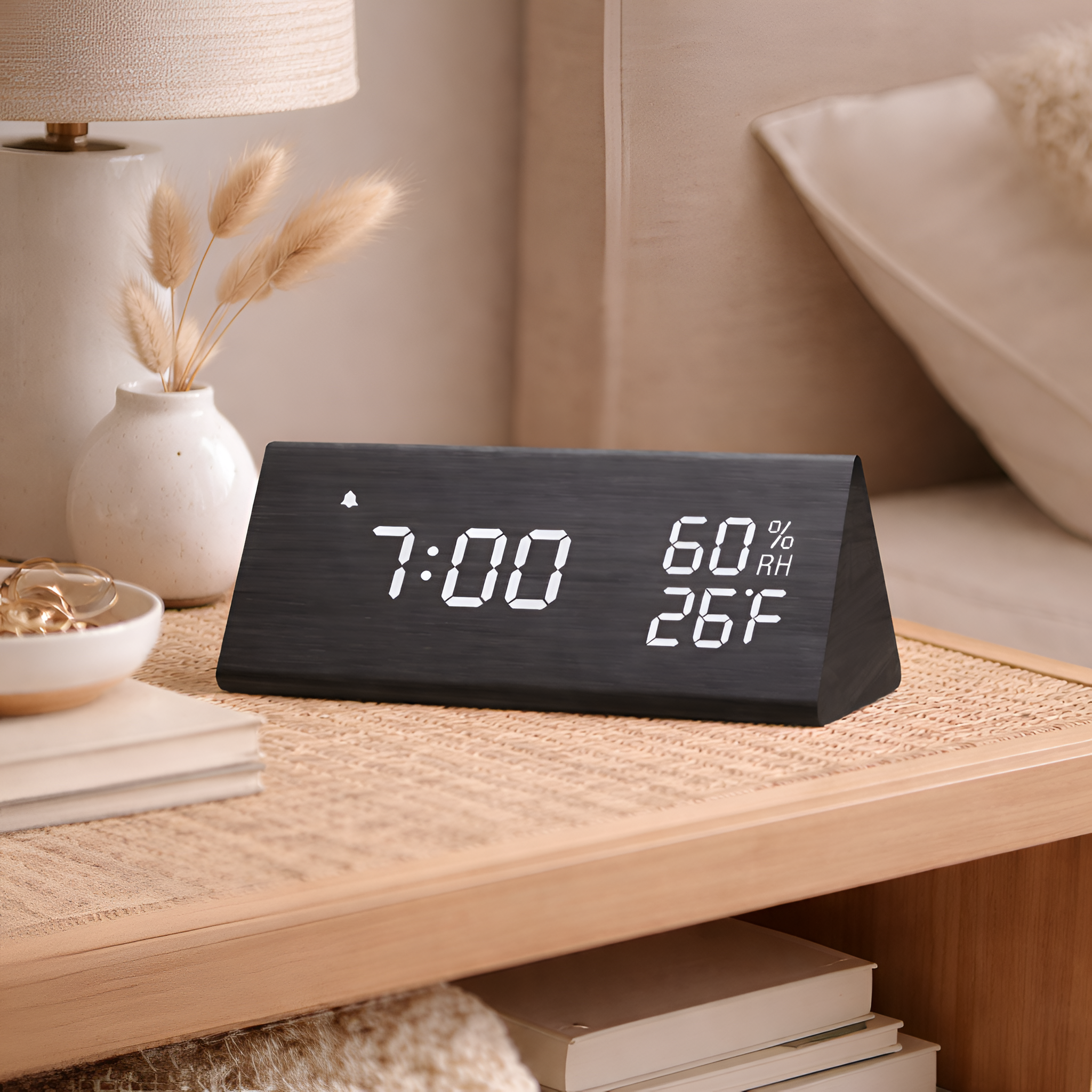 Carlos - Despertador de madera con pantalla LED