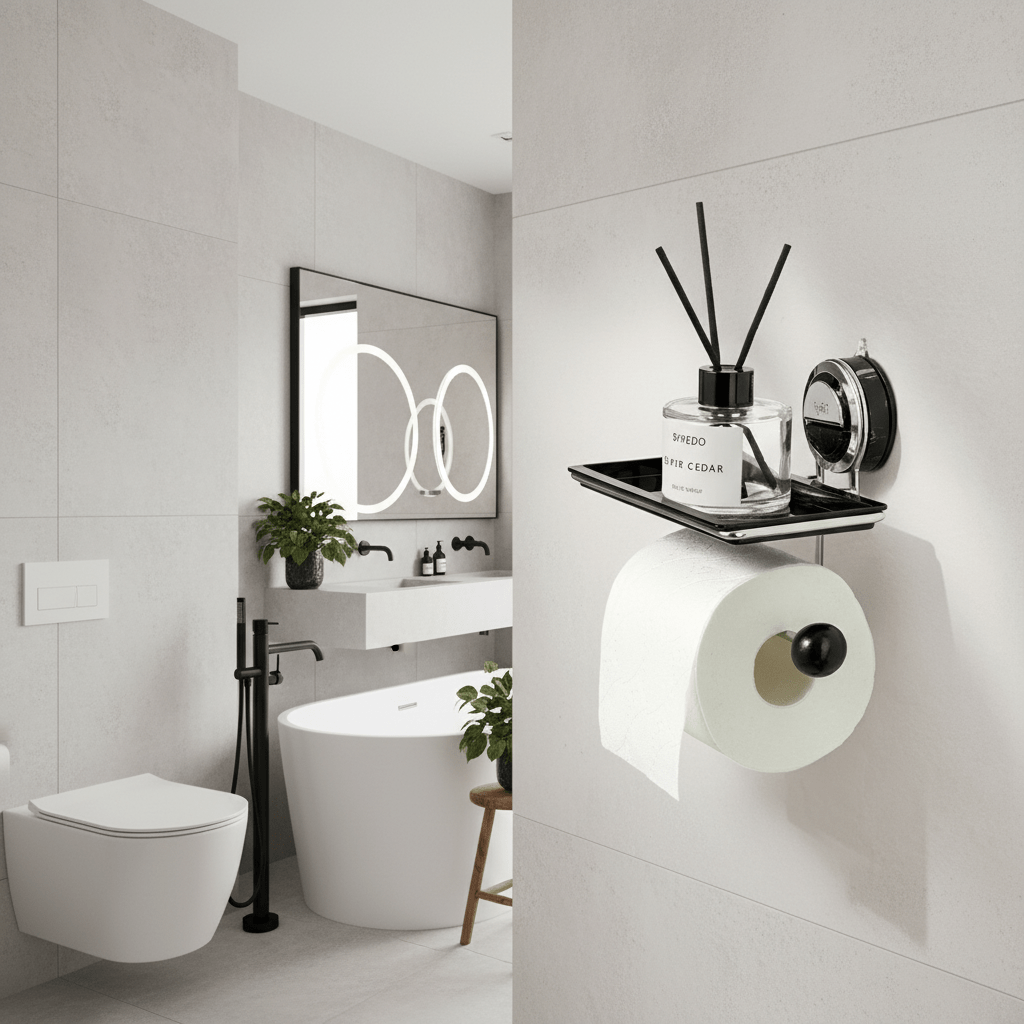 ROLLFIX - Soporte para papel higiénico de acero inoxidable sin taladrar, con fuerte succión para una instalación segura y sin daños en el baño