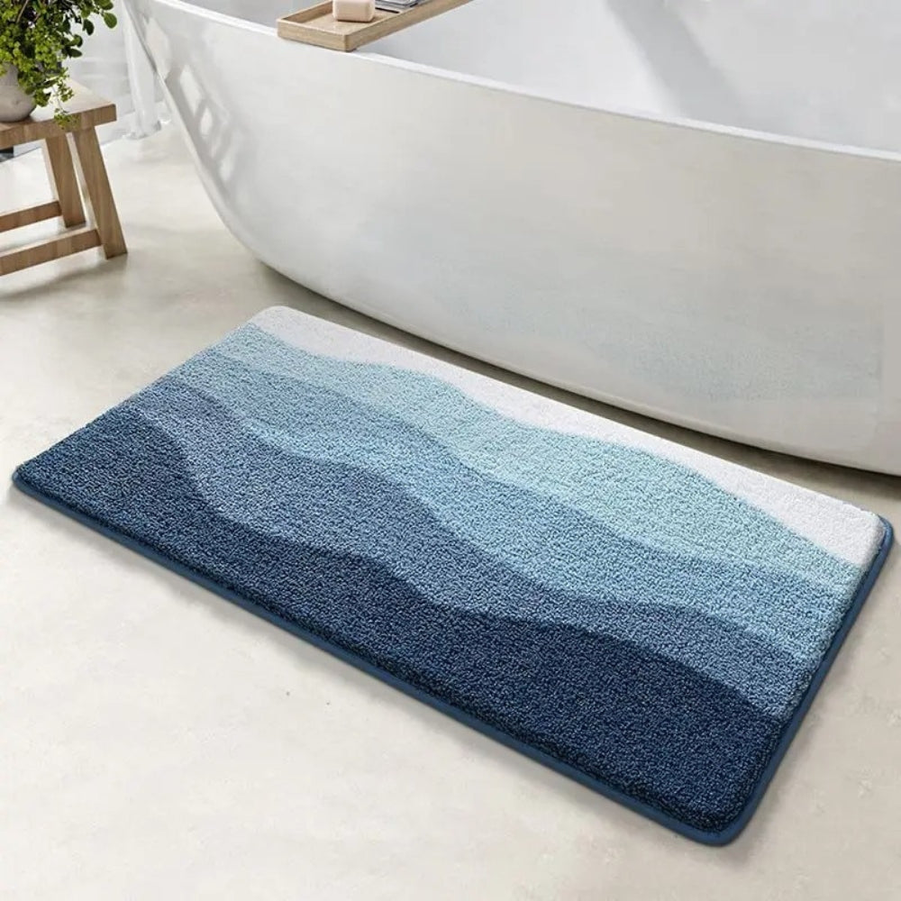 Alfombrilla de Baño Antideslizante con Patrón de Olas Costera